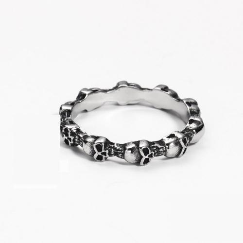 Titanium Čelik Finger Ring, Lobanja, pozlaćen, modni nakit & različite veličine za izbor & za čovjeka, izvorna boja, nikal, olovo i kadmij besplatno, wide:4mm, Prodano By PC