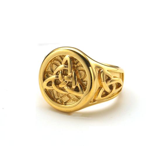 Titan Edelstahl Ringe, Titanstahl, Modeschmuck & verschiedene Größen vorhanden & für den Menschen, Goldfarbe, frei von Nickel, Blei & Kadmium, wide:18mm, verkauft von PC