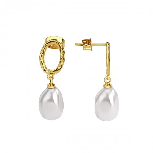 Brass Stud Earring, with Plastic Pearl, plated, for woman, more colors for choice, Sold By Pair