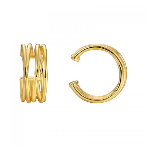 Messing Oorbel clip, plated, voor vrouw, gouden, Verkocht door pair