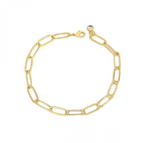 Brass Bracelet & Bangle plated micro pave cubic zirconia & for woman golden Length Approx 19 cm Sold By PC