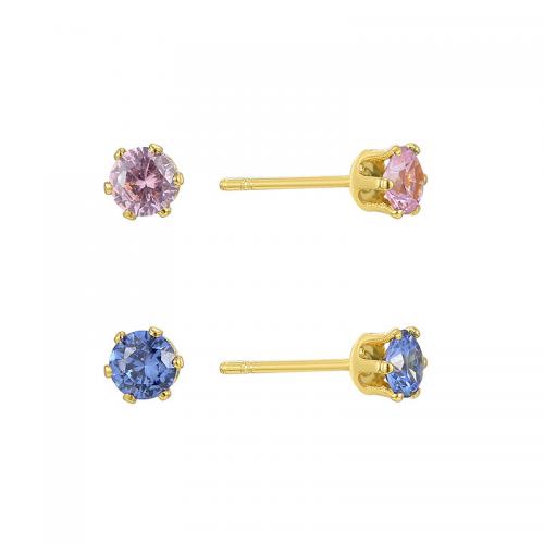 Cubic Zirconia Micro Pave Brass Earring plated 2 pieces & micro pave cubic zirconia & for woman mixed colors Sold By Set