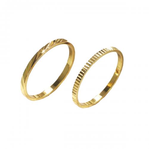 Conjunto de anillo de latón de moda, metal, chapado, 2 piezas & diverso tamaño para la opción & para mujer, dorado, Vendido por Set