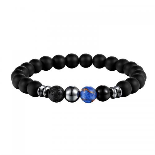 Bracelets de pierres précieuses, pierre noire, bijoux de mode & styles différents pour le choix & pour femme, 8mm, Longueur:Environ 19 cm, Vendu par PC