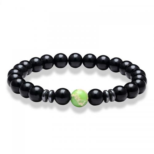 Gemstone Bracelets, Black Stone, fashion jewelry & Unisex & different styles for choice, 8mm, Length:Approx 19 cm, Sold By PC