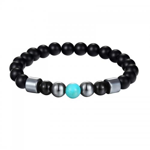Gemstone Bracelets, Black Stone, fashion jewelry & Unisex, more colors for choice, 8mm, Length:Approx 19 cm, Sold By PC