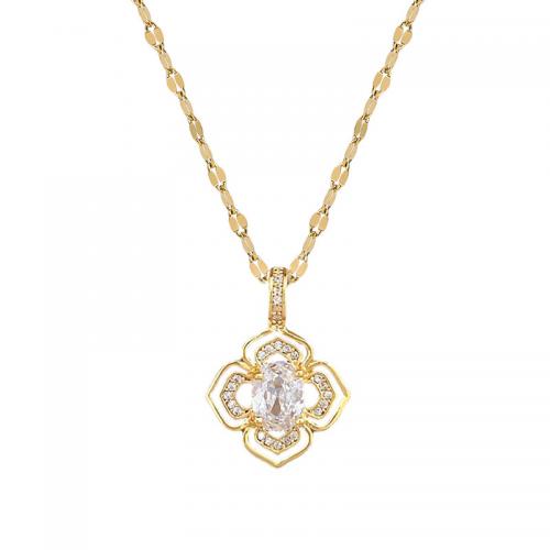 Brass Necklace, with 304 Stainless Steel Chain, gold color plated, different styles for choice & for woman & with rhinestone, Length:Approx 17.7 Inch, Sold By PC