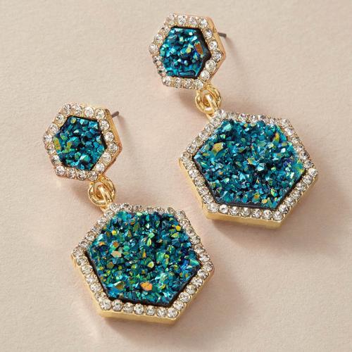 Zinc Alloy Drop Earring with Resin plated & for woman & with rhinestone earring length 20-50mm Sold By Pair