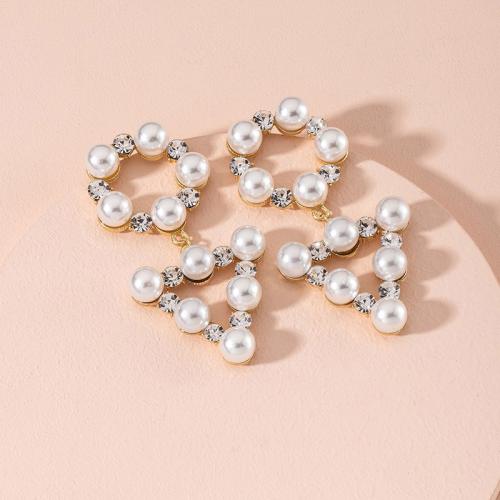 Zinklegierung Tropfen Ohrring, mit Kunststoff Perlen, plattiert, verschiedene Stile für Wahl & für Frau & mit Strass, earring length 15-80mm, verkauft von Paar