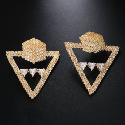 Tibetan Style Drop Earring, Geometrical Pattern, plated, micro pave cubic zirconia & for woman & hollow, more colors for choice, earring length 40-70mm, Sold By Pair