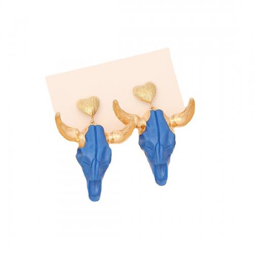 304 Edelstahl Tropfen Ohrring, mit Harz, Horn, goldfarben plattiert, Bohemian-Stil & für Frau, keine, 60x50mm, verkauft von Paar