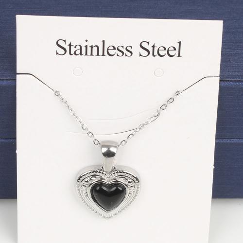 Titanium Steel Necklace, with 5cm extender chain, Heart, fashion jewelry & Unisex & enamel, more colors for choice, nickel, lead & cadmium free, 15.30x15.20x4.60mm, Length:Approx 45 cm, 5PCs/Bag, Sold By Bag