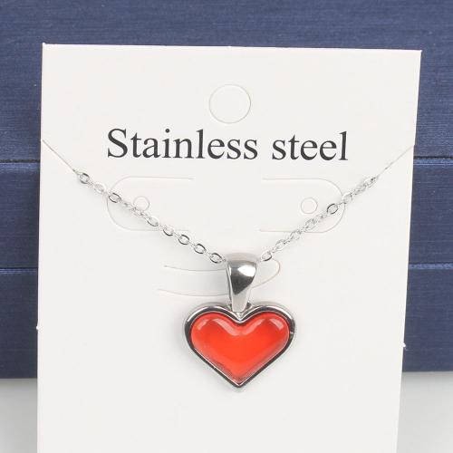 Titanium Steel Necklace, with 5cm extender chain, Heart, fashion jewelry & Unisex & enamel, more colors for choice, nickel, lead & cadmium free, 14.10x12.80x3.10mm, Length:Approx 45 cm, 5PCs/Bag, Sold By Bag