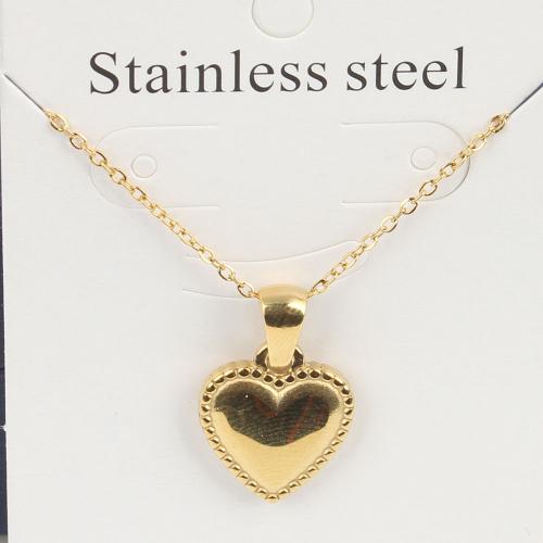 Titanium Steel Necklace with 5cm extender chain Heart Vacuum Ion Plating fashion jewelry & Unisex golden nickel lead & cadmium free Length Approx 45 cm Sold By Bag