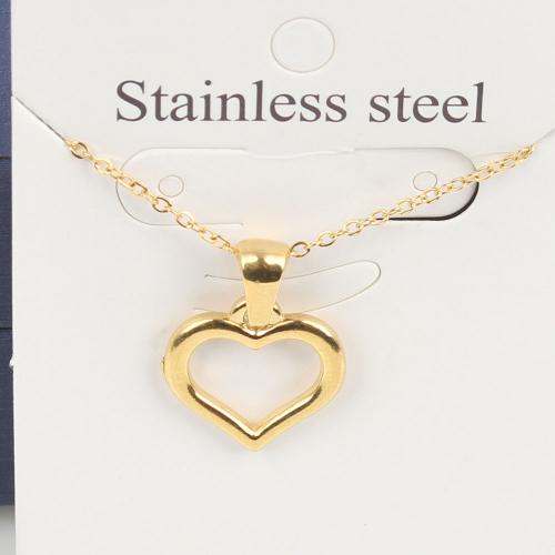 Titanium Steel Necklace, with 5cm extender chain, Heart, Vacuum Ion Plating, fashion jewelry & Unisex & hollow, golden, nickel, lead & cadmium free, 14.90x14.80x1.70mm, Length:Approx 45 cm, 5PCs/Bag, Sold By Bag