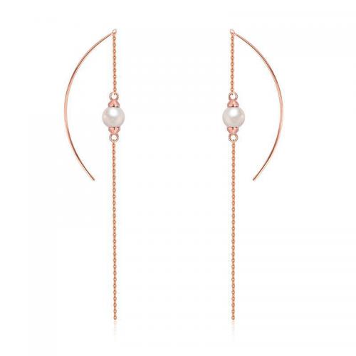 Brass Drop Earring, rose gold color plated, fashion jewelry & for woman, nickel, lead & cadmium free, 120mm, Sold By Pair