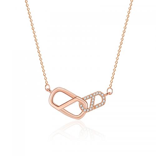 Cubic Zircon Micro Pave Brass Necklace, with 4cm extender chain, rose gold color plated, fashion jewelry & micro pave cubic zirconia & for woman, nickel, lead & cadmium free, Length:Approx 42 cm, Sold By Pair