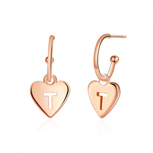 Brass Stud Earring Heart rose gold color plated fashion jewelry & for woman nickel lead & cadmium free Sold By Pair