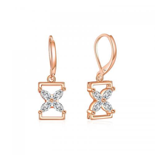 Cubic Zirconia Micro Pave Brass Earring, rose gold color plated, fashion jewelry & micro pave cubic zirconia & for woman, nickel, lead & cadmium free, 9x29mm, Sold By Pair