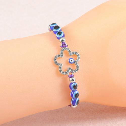 Evil Eye Jewelry Bracelet, Knot Cord, with Resin & Tibetan Style, handmade, Different Shape for Choice & fashion jewelry & Unisex & adjustable & with rhinestone, more colors for choice, Length:Approx 9-28 cm, Sold By PC
