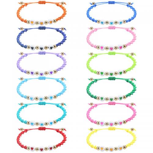 Fashion Create Wax Cord Bracelets, with Acrylic, Shell, handmade, Bohemian style & adjustable & for woman, more colors for choice, Length:Approx 16-28 cm, Sold By PC