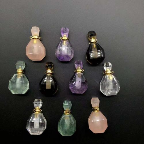 Gemstone Pendants Jewelry with Zinc Alloy Bottle antique silver color plated DIY Random Color nickel lead & cadmium free Sold By PC