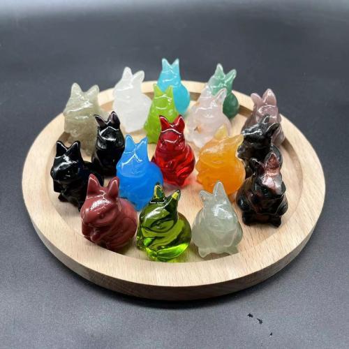 Fashion Decoration Gemstone Rabbit Carved cute Random Color 40mm Sold By PC