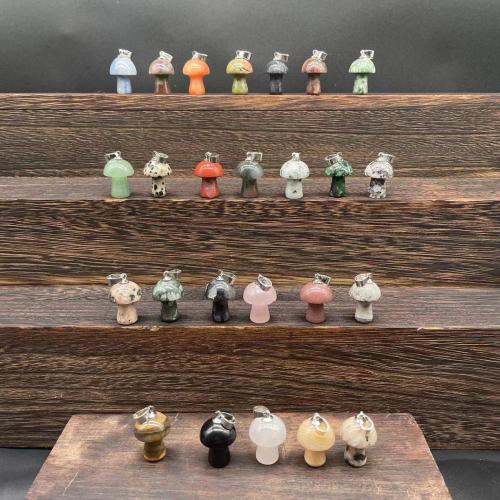 Gemstone Pendants Jewelry with Zinc Alloy mushroom polished DIY Random Color Sold By PC