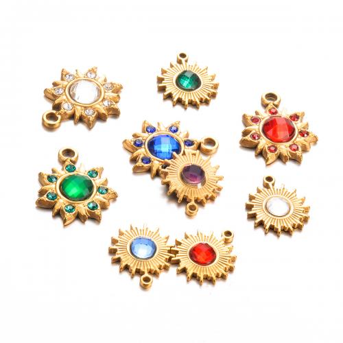 Stainless Steel Pendants 304 Stainless Steel with Cubic Zirconia gold color plated DIY Sold By Bag