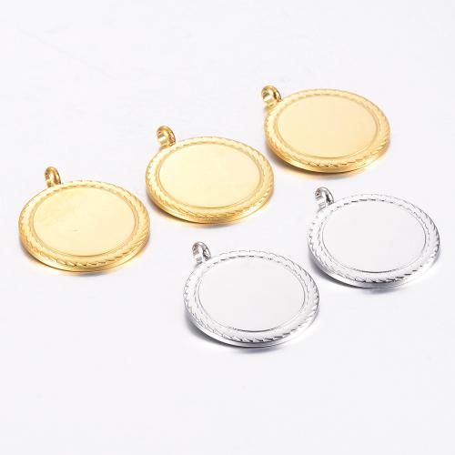 Stainless Steel Pendants, 304 Stainless Steel, Round, plated, DIY, more colors for choice, 25x30mm, 5PCs/Bag, Sold By Bag