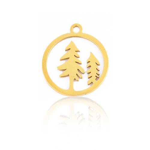 Stainless Steel Pendants, 304 Stainless Steel, Round, gold color plated, DIY, 15.50x17.50mm, 30PCs/Bag, Sold By Bag