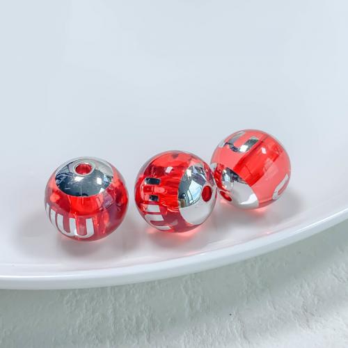 Acrylic Jewelry Beads, Round, DIY & different designs for choice, more colors for choice, 15mm, Hole:Approx 3mm, 10PCs/Bag, Sold By Bag