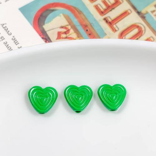 Tibetan Style Heart Beads, painted, DIY, more colors for choice, nickel, lead & cadmium free, 9x9x3mm, Hole:Approx 2mm, 2PCs/Bag, Sold By Bag