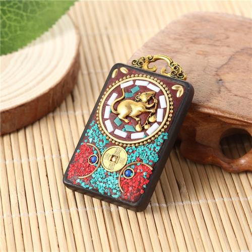 Brass Jewelry Pendants with Clay Pave & Gemstone Rectangle plated DIY nickel lead & cadmium free Sold By PC