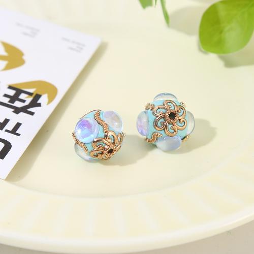Tibetan Style Jewelry Beads, with Clay Pave & Resin, Round, plated, DIY, more colors for choice, nickel, lead & cadmium free, 16x18mm, Sold By PC