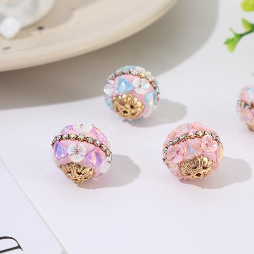 Tibetan Style Jewelry Beads, with Clay Pave & Resin, Round, plated, DIY, more colors for choice, nickel, lead & cadmium free, 18x20mm, Sold By PC