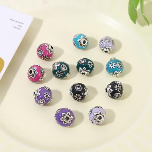 Tibetan Style Jewelry Beads, with Clay Pave & Resin, Round, plated, DIY, more colors for choice, nickel, lead & cadmium free, 10mm, Sold By PC