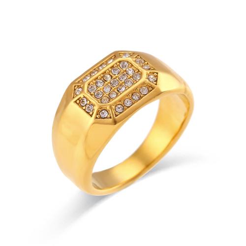 Cubic Zirconia Stainless Steel Finger Ring 304 Stainless Steel 18K gold plated & micro pave cubic zirconia & for woman nickel lead & cadmium free Sold By PC