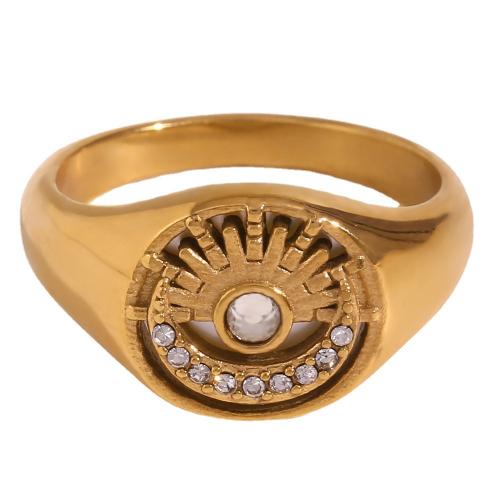 Zirkonia Edelstahl-Finger- Ring, 316 L Edelstahl, 18K vergoldet, Modeschmuck & verschiedene Größen vorhanden & Micro pave Zirkonia & für Frau, frei von Nickel, Blei & Kadmium, wide:11.4mm, verkauft von PC
