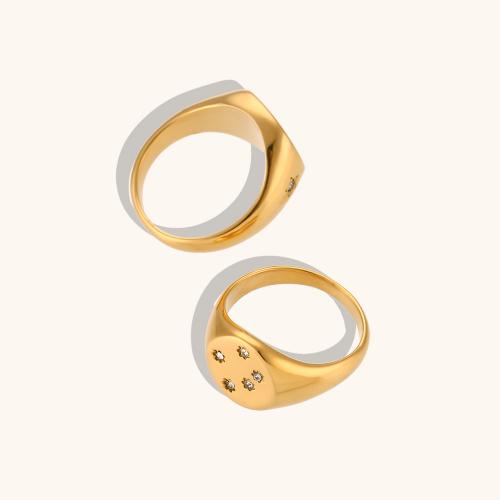 Rhinestone Stainless Steel Finger Ring 304 Stainless Steel Vacuum Ion Plating  & for woman & with rhinestone nickel lead & cadmium free .3cm Sold By PC