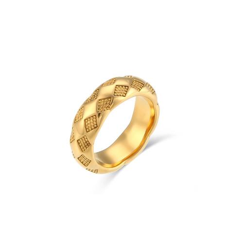 Edelstahl Ringe, 304 Edelstahl, 18K vergoldet, Modeschmuck & verschiedene Stile für Wahl & für Frau, frei von Nickel, Blei & Kadmium, wide:6.7mm, verkauft von PC