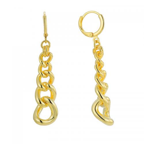 Brass Drop Earring, plated, for woman, golden, Sold By Pair