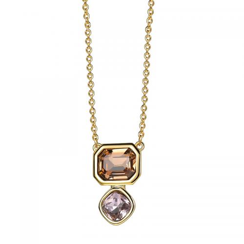 Collar de Latón, metal, chapado, para mujer & con diamantes de imitación, dorado, longitud aproximado 45-55 cm, Vendido por UD