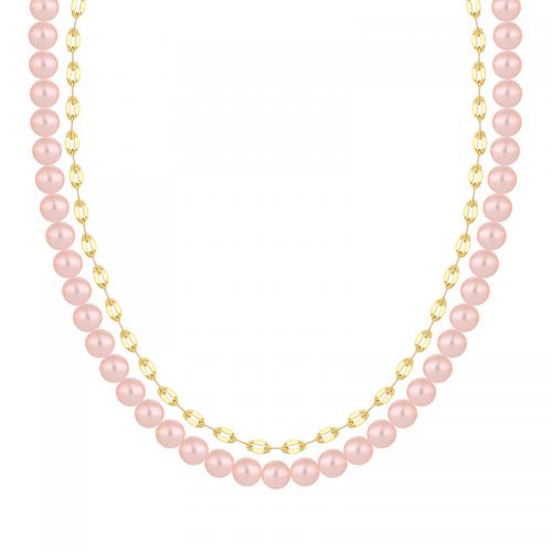 Ожерелья из латуни, Латунь, с Shell Pearl, Другое покрытие, Женский, золотой, длина:Приблизительно 45-50 см, продается PC
