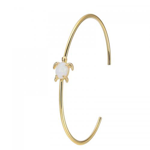 Brass Bracelet & Bangle, with Opal, plated, for woman, gold, Sold By PC