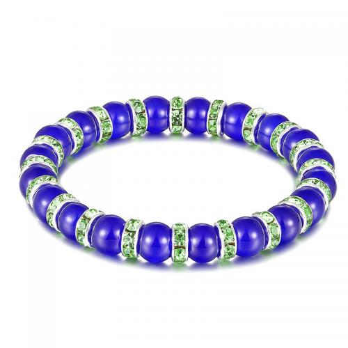 Glass Beads Bracelet, Vacuum Ion Plating, fashion jewelry & Unisex, more colors for choice, 8mm, Length:Approx 19 cm, Sold By PC