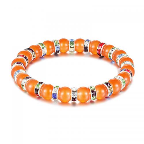 Bracelet de perles de verre, bijoux de mode & unisexe, plus de couleurs à choisir, 8mm, Longueur:Environ 19 cm, Vendu par PC