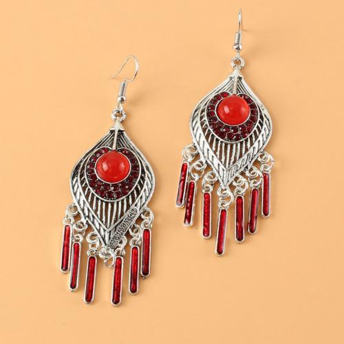 Fashion Fringe Earrings, Tibetan Style, fashion jewelry & for woman & enamel, more colors for choice, nickel, lead & cadmium free, 85x25mm, Sold By Pair