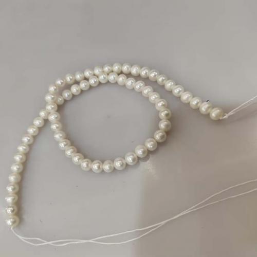 Naturales agua dulce perlas sueltas, perla, Esférico, Bricolaje, Blanco, 6.40mm, Vendido para aproximado 38 cm Sarta