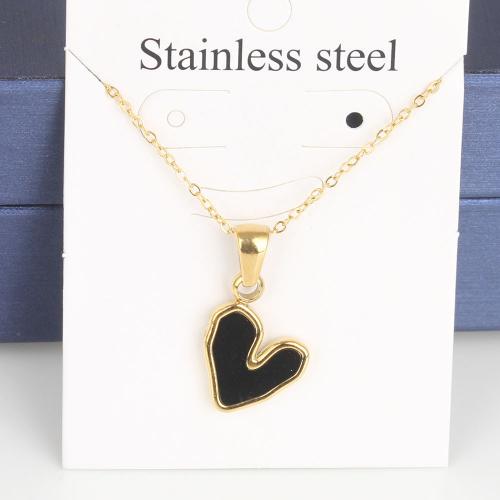 Titanium Steel Necklace with Acrylic with 5cm extender chain Heart Vacuum Ion Plating fashion jewelry & Unisex & enamel nickel lead & cadmium free Length Approx 45 cm Sold By Bag